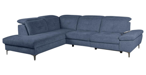 ECKSOFA Blau Webstoff  - Blau/Schwarz, KONVENTIONELL, Textil/Metall (225/288cm) - Carryhome