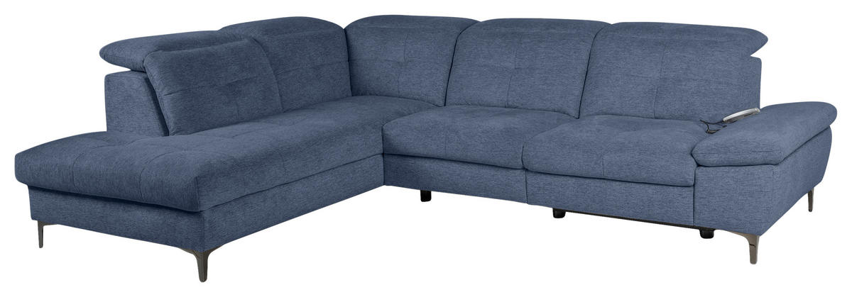 ECKSOFA Blau Webstoff  - Blau/Schwarz, KONVENTIONELL, Textil/Metall (225/288cm) - Carryhome