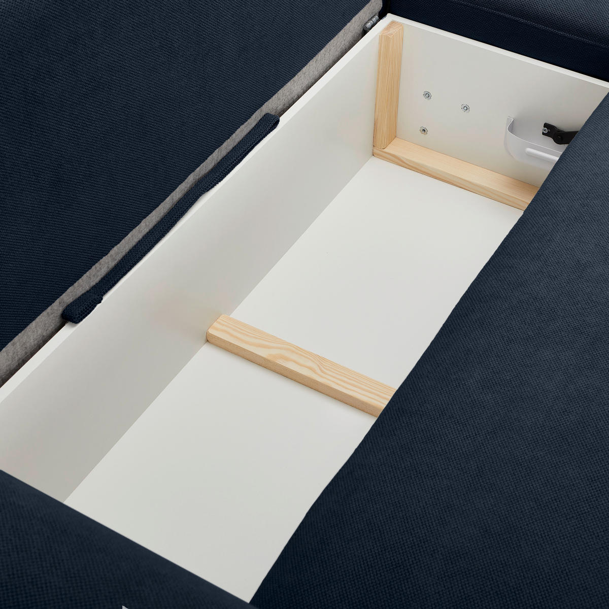 ECKSOFA in Webstoff Dunkelblau  - Schwarz/Dunkelblau, Modern, Kunststoff/Textil (265/175cm) - MID.YOU