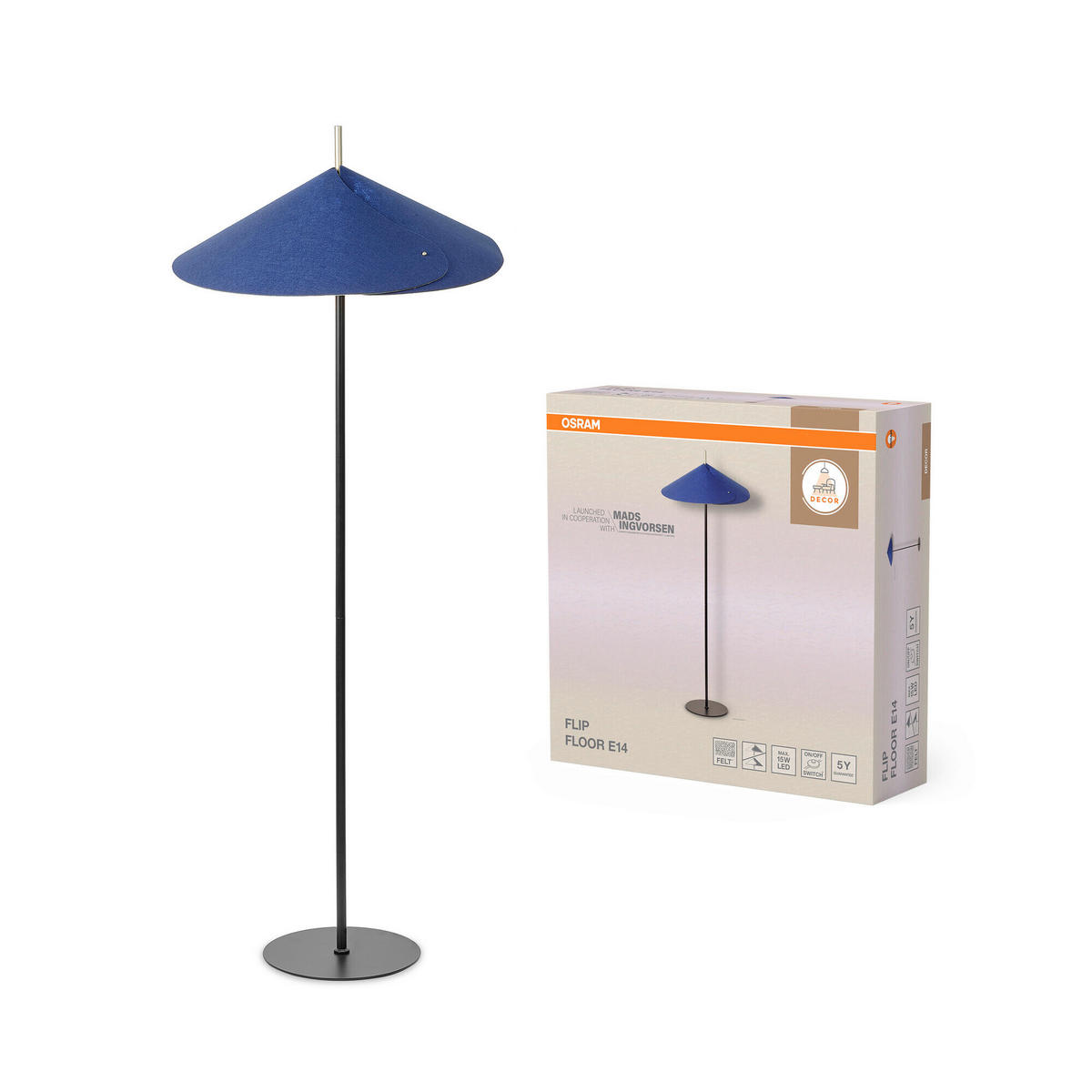 STEHLEUCHTE 50/131,5 cm   - Blau, Basics, Glas/Textil (50/131,5cm) - Osram
