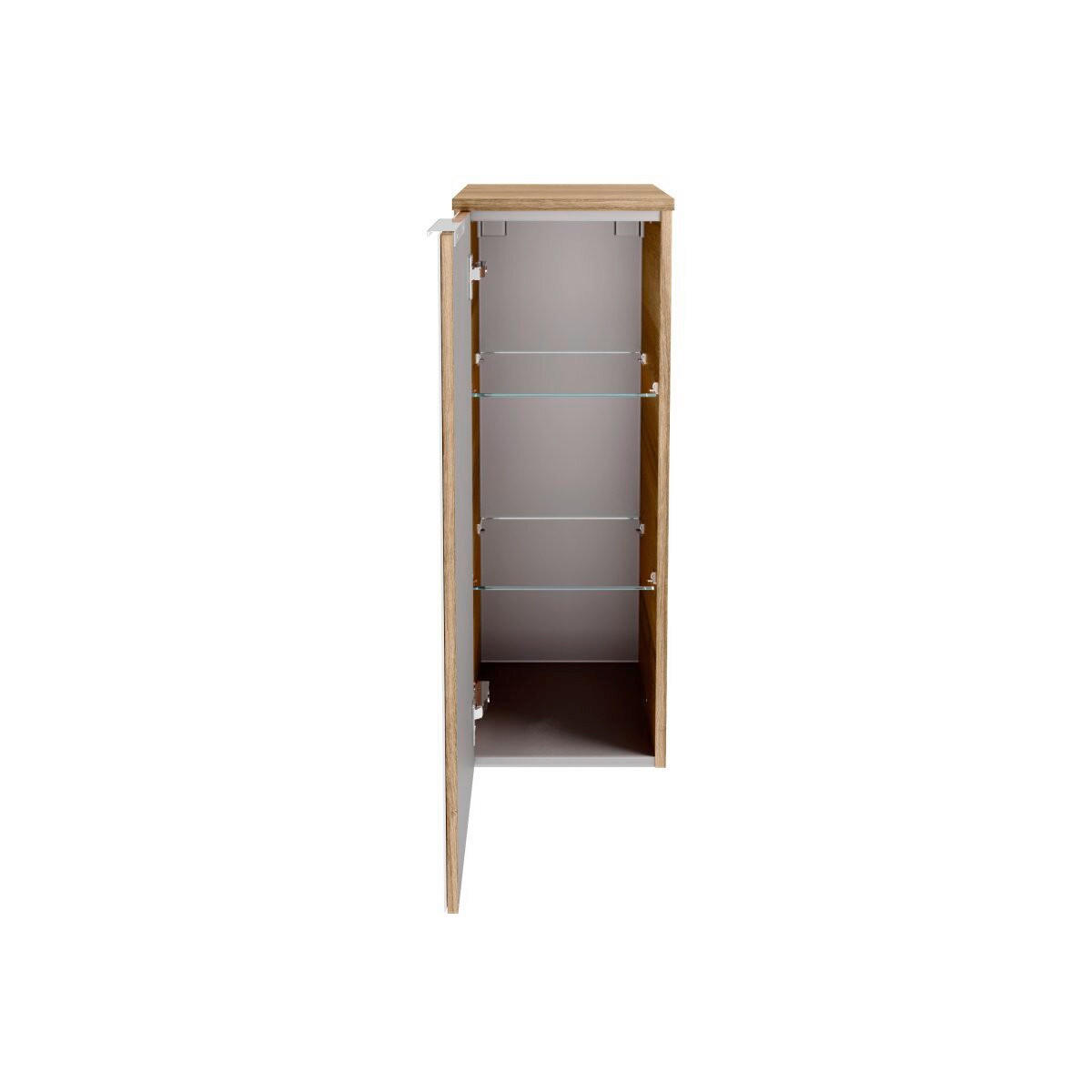 MIDISCHRANK 30,2/82,6/32 cm  - Chromfarben/Eichefarben, Basics, Glas/Holzwerkstoff (30,2/82,6/32cm) - MID.YOU