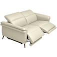 3-SITZER-SOFA  in Echtleder Creme   - Creme/Schwarz, Design, Leder/Metall (210/79/104cm) - Belluti