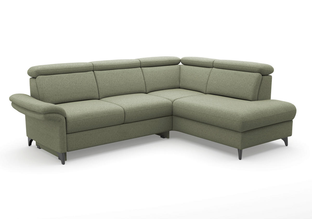 ECKSOFA Flachgewebe Olivgrün  - Schwarz/Olivgrün, Konventionell, Textil/Metall (247/193cm) - Sit & More