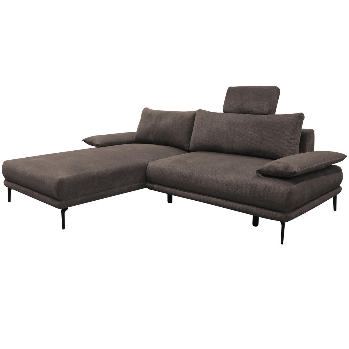 ECKSOFA Graubraun Webstoff  - Graubraun/Schwarz, Design, Textil/Metall (192/260cm) - MID.YOU