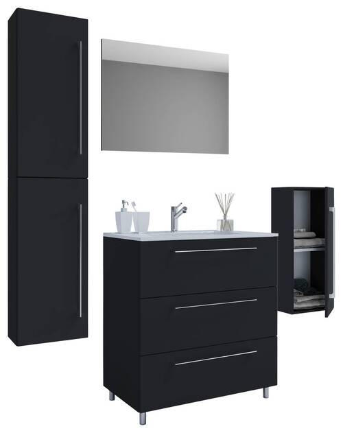 BADEZIMMER 5-teilig  in 146 cm  - Alufarben/Schwarz, MODERN, Keramik/Holzwerkstoff (146cm) - MID.YOU