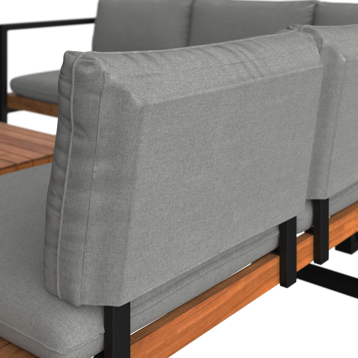 LOUNGE GARNITURA   drvo, metal, tekstil  siva, boje tikovine    - boje tikovine/siva, Moderno, drvo/metal (216/234cm) - Ambia Garden