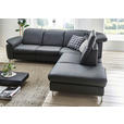 ECKSOFA in Echtleder Anthrazit - Chromfarben/Anthrazit, KONVENTIONELL, Leder/Metall (292/242cm) - Cantus