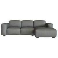ECKSOFA Dunkelgrau Echtleder  - Dunkelgrau/Schwarz, Design, Leder/Holz (251/171cm) - Livetastic