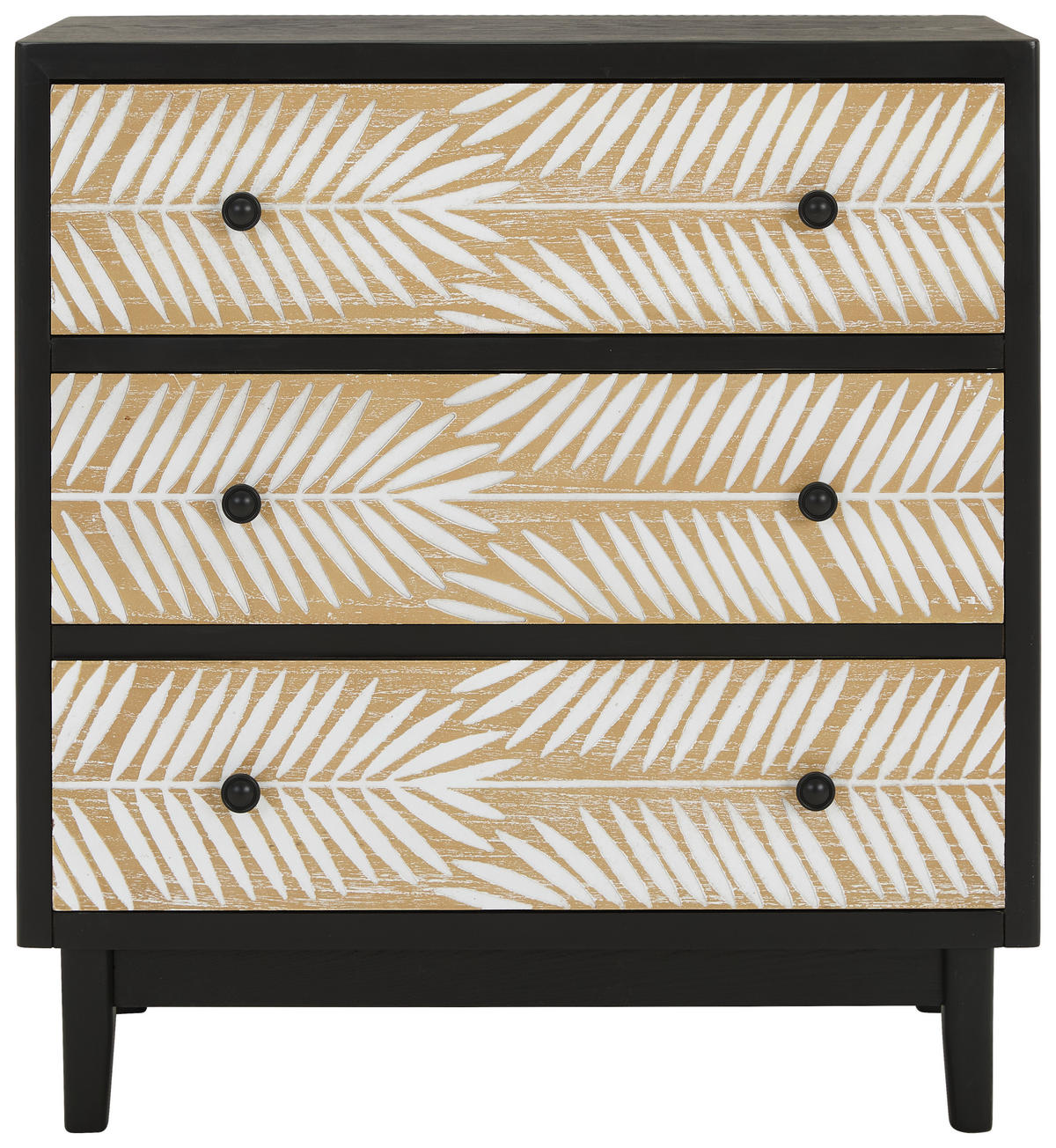 KOMMODE  in 80/85/35 cm  - Schwarz/Naturfarben, KONVENTIONELL, Holz/Holzwerkstoff (80/85/35cm) - Livetastic
