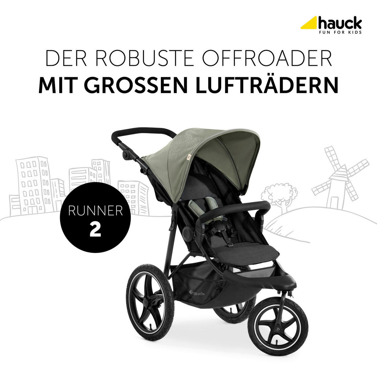JOGGER MICKEY & MINNIE  - Schwarz/Olivgrün, Basics, Kunststoff/Metall (123/59/108cm) - Hauck