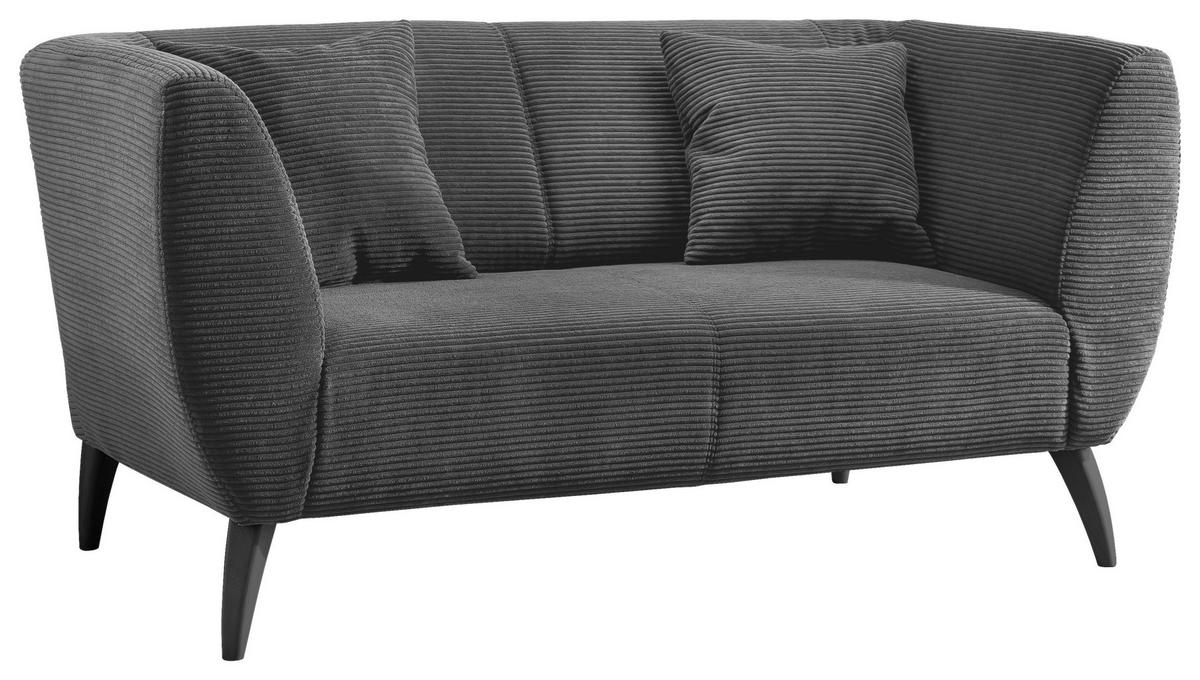 2-SITZER-SOFA in Cord Grau  - Schwarz/Grau, Modern, Holz/Textil (172/83/88cm) - MID.YOU