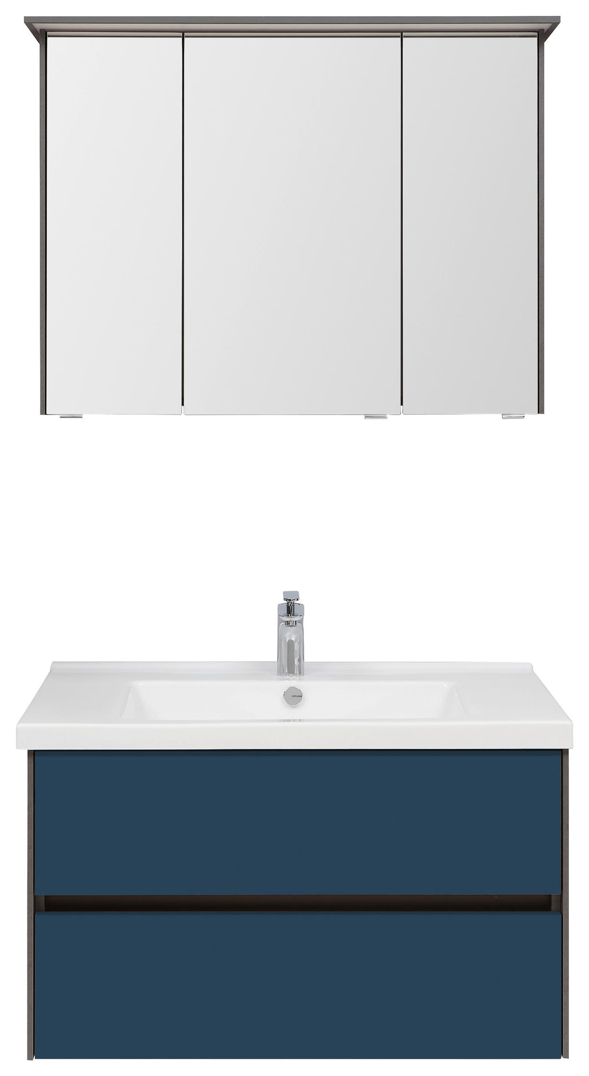 BADEZIMMER  in 92 cm  - Blau/Dunkelgrau, KONVENTIONELL, Glas/Keramik (92cm) - Dieter Knoll