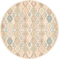 VINTAGE-TEPPICH  Wohnzimmer 200 cm Ondea Parviza Sandfarben, Hellrosa, Blaugrau rund  - Sandfarben/Hellrosa, LIFESTYLE, Kunststoff/Textil (200cm) - Lindorug