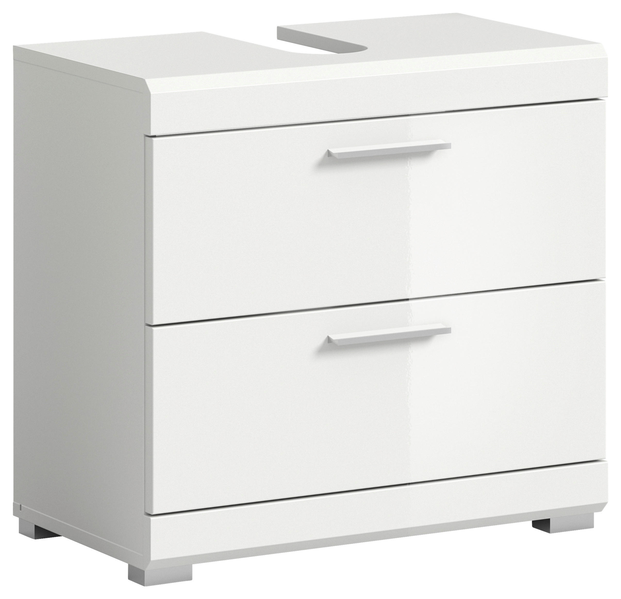 WASCHBECKENUNTERSCHRANK 60/56/34 cm  - Weiß Hochglanz/Silberfarben, MODERN, Holzwerkstoff/Kunststoff (60/56/34cm) - MID.YOU