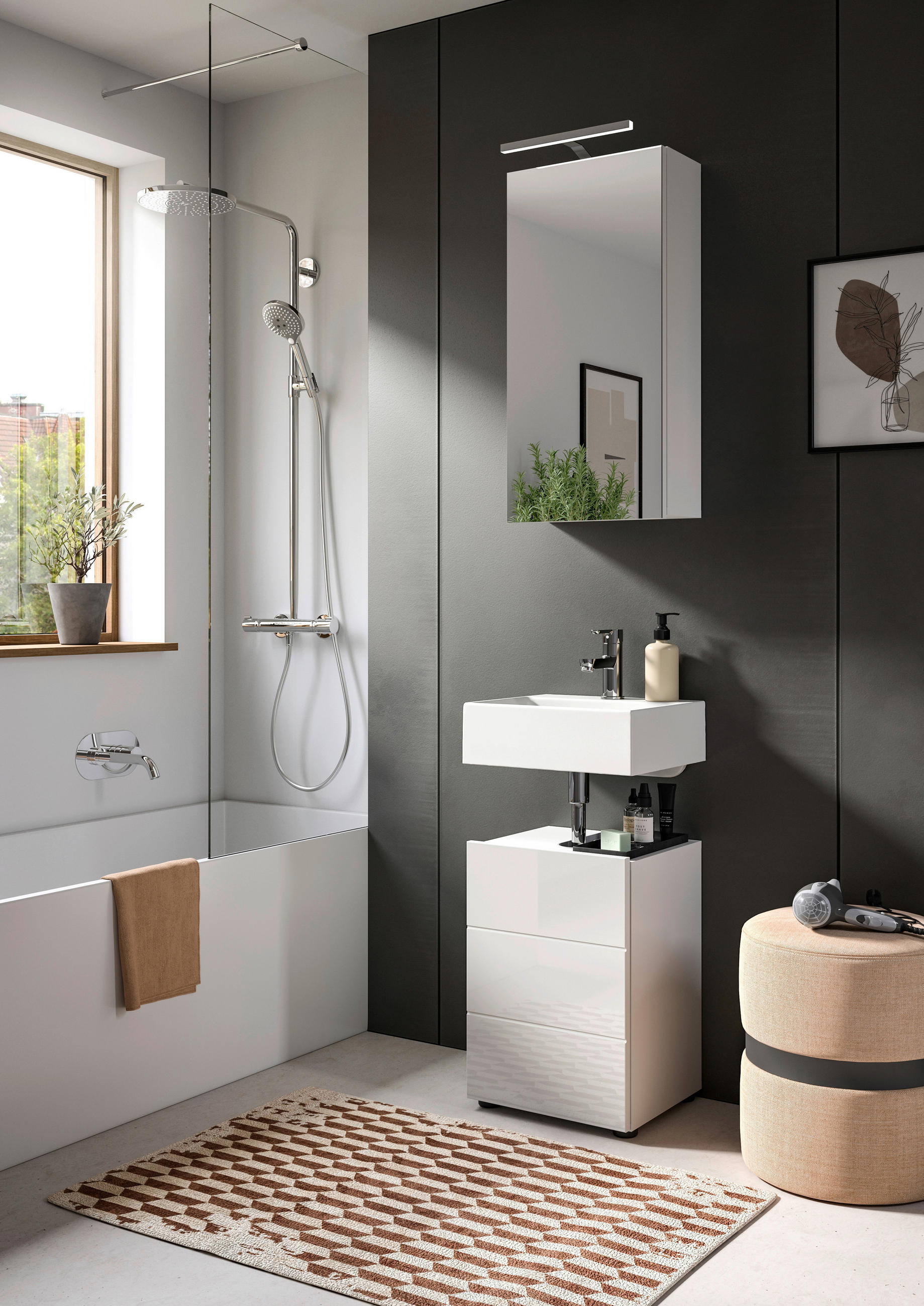 MID.YOU KOUPELNA PRO HOSTY, bílá, vysoce lesklá bílá, 38/190/34 cm