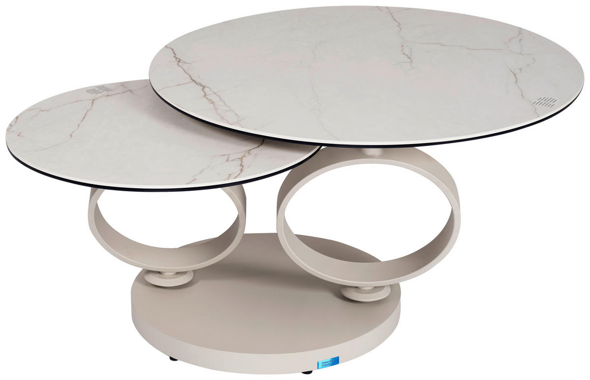 COUCHTISCH ESG 80-133,5/80/43 cm rund Weiß, Beige  - Beige/Weiß, Design, Glas/Keramik (80-133,5/80/43cm) - Dieter Knoll