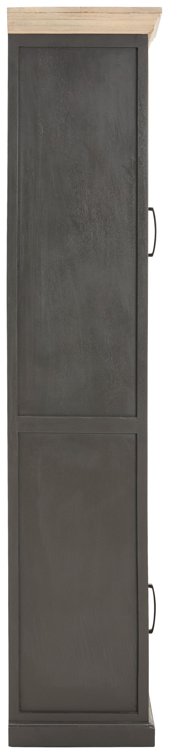 VITRINE in massiv Mangoholz Grau, Naturfarben  - Schwarz/Naturfarben, Natur, Glas/Holz (67/190/40cm) - Livetastic