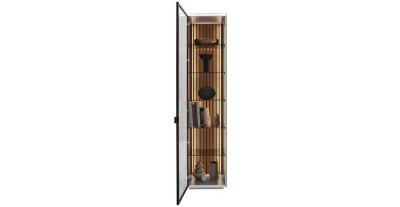 VITRINE Weiß  45,8/198,6/40 cm  - Schwarz/Weiß, Design, Glas/Holz (45,8/198,6/40cm) - Dieter Knoll