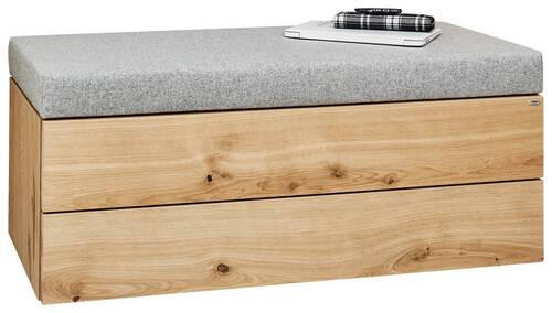 GARDEROBENBANK Wildeiche furniert Eichefarben, Hellgrau - Eichefarben/Hellgrau, Design, Holz/Textil (96/44,1/42,6cm) - Voglauer