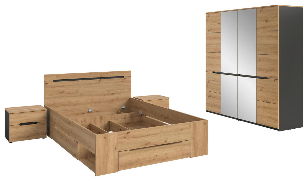 SCHLAFZIMMER Grau, Eiche Artisan  - Eiche Artisan/Grau, MODERN, Holzwerkstoff - MID.YOU