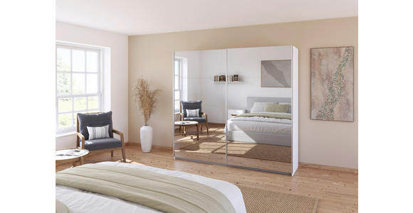 SCHWEBETÜRENSCHRANK  in Weiß  - Alufarben/Weiß, KONVENTIONELL, Glas/Holzwerkstoff (225/210/62cm) - Xora