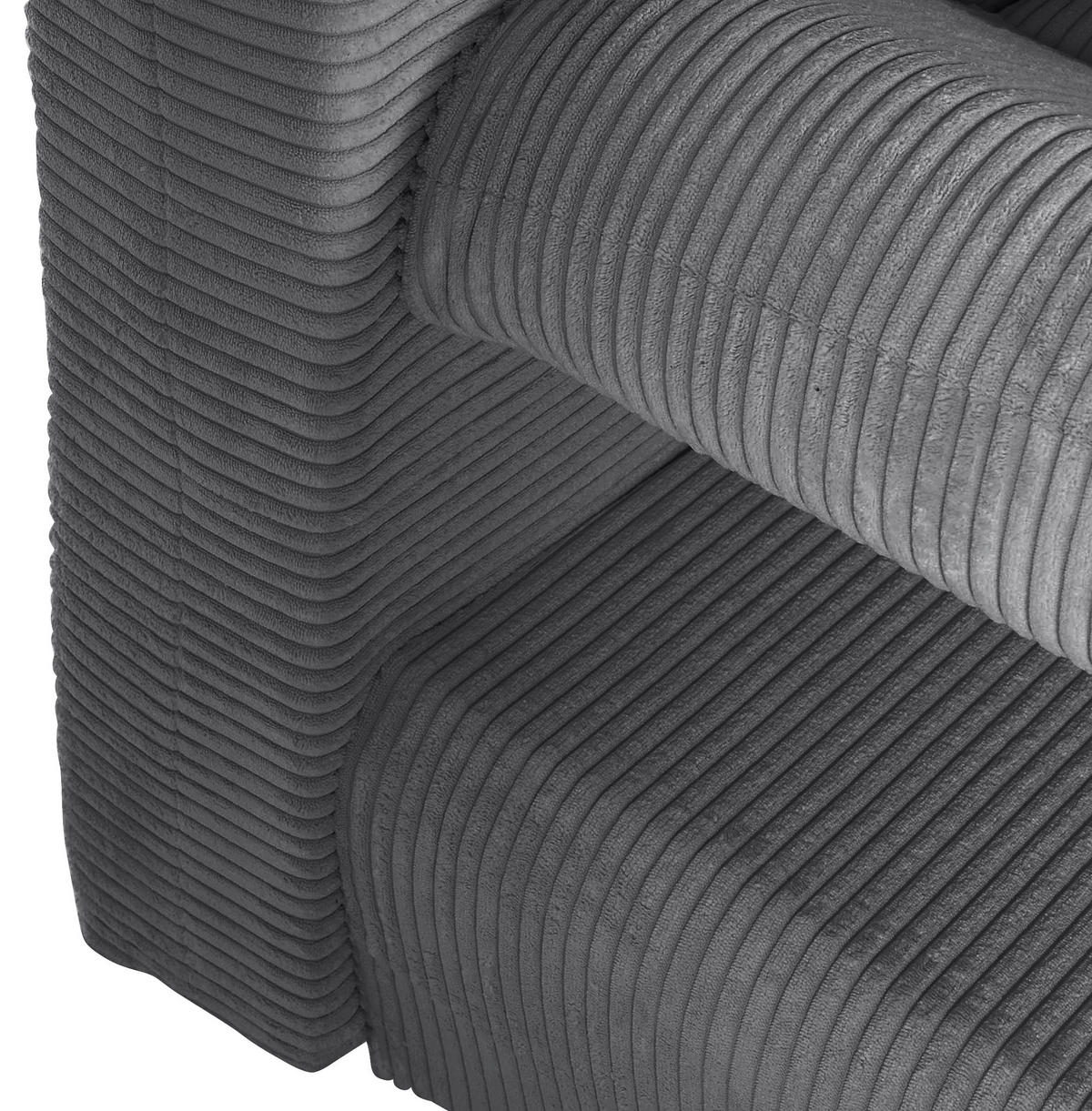SCHLAFSOFA  mit Rücken echt, Liegefunktion Cord Dunkelgrau  - Dunkelgrau/Naturfarben, KONVENTIONELL, Holz/Textil (200/75/92cm) - home24