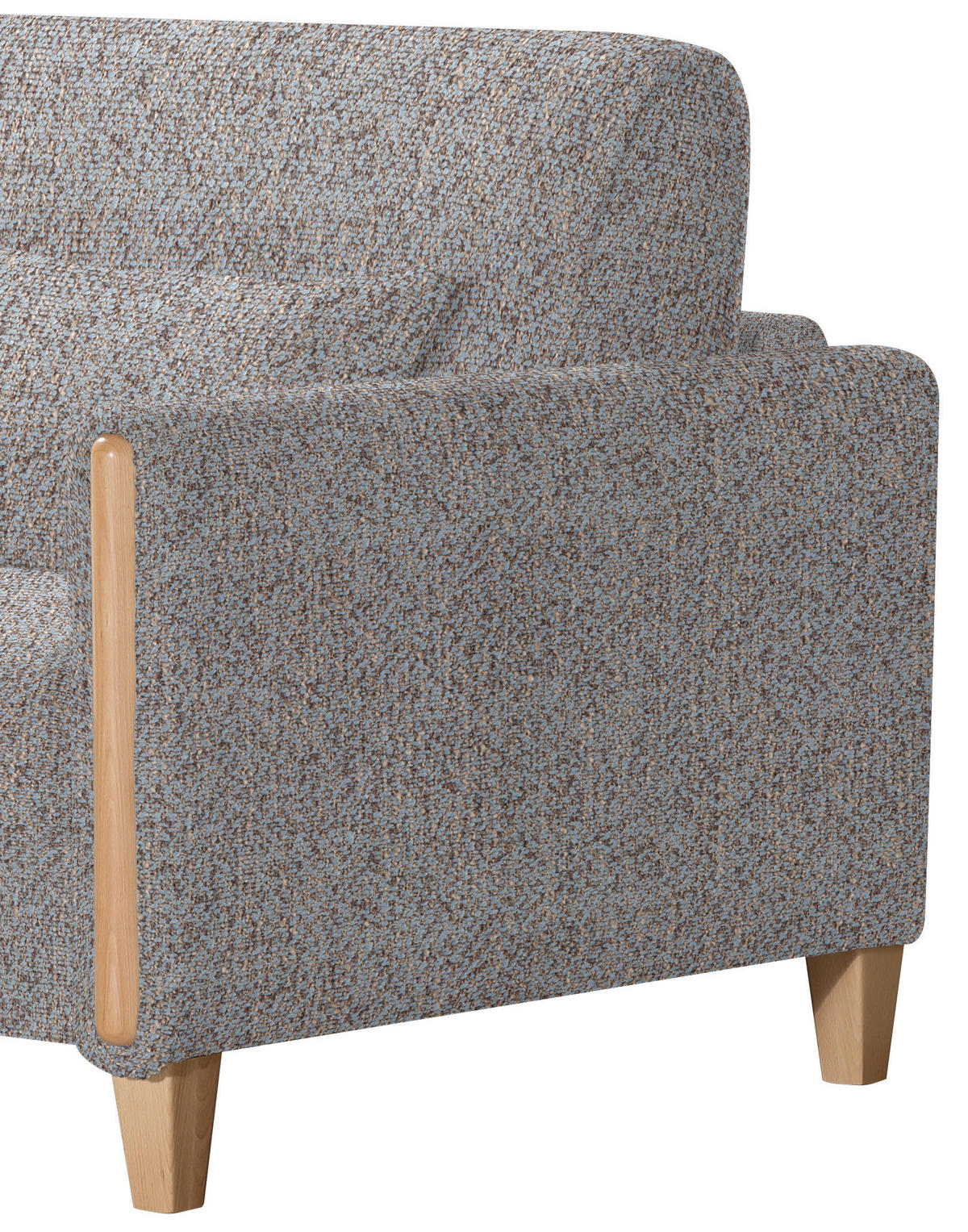 SCHLAFSOFA Webstoff Blau, Braun, Buchefarben Fussart wählbar, Stoffauswahl, Rücken echt, Armteil links, Armteil rechts  - Blau/Buchefarben, Design, Holz/Textil (174/88/104cm) - Niels Andersson