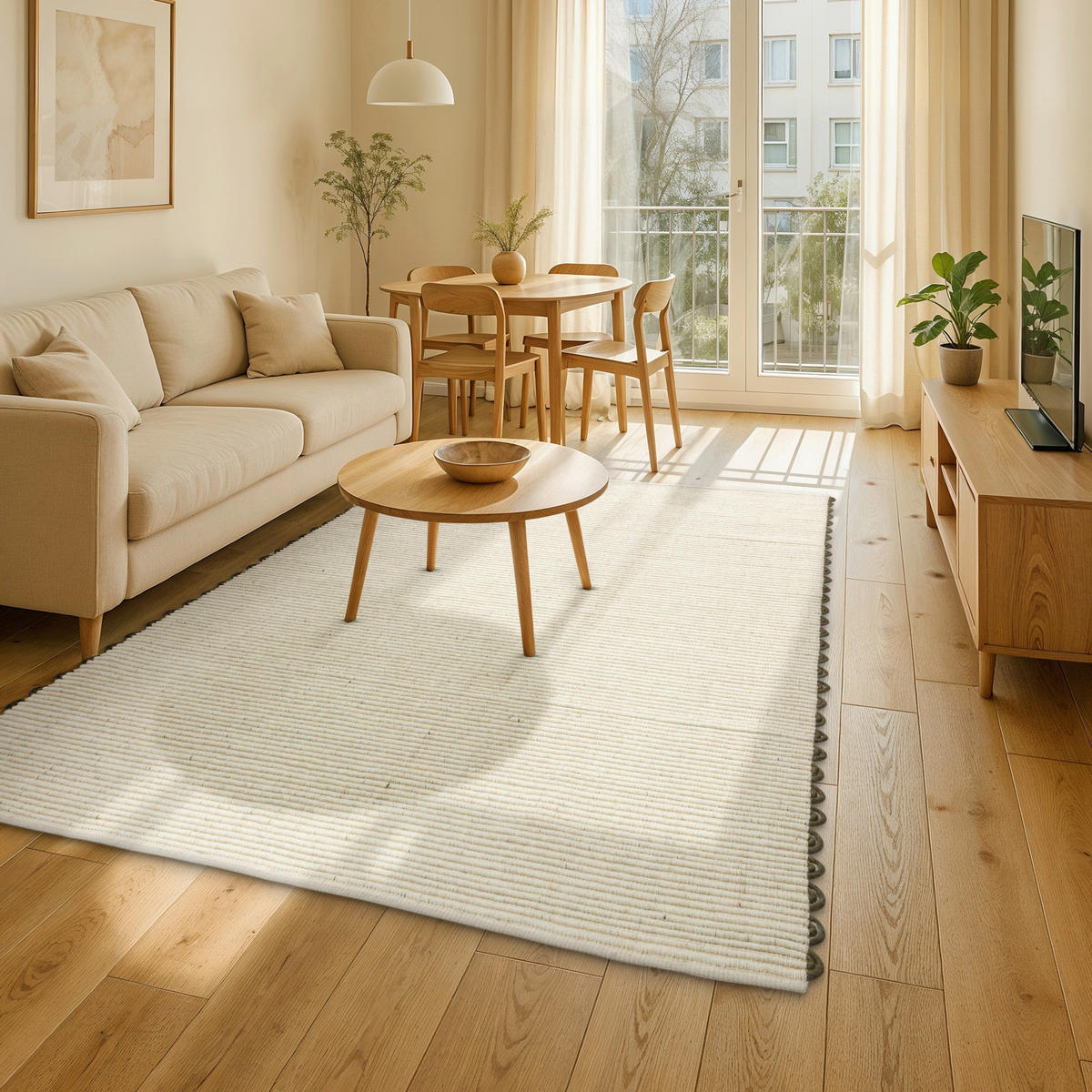 HANDWEBTEPPICH 160/230 cm Omira Creme rechteckig  - Creme, Basics, Textil (160/230cm) - Schöner Wohnen