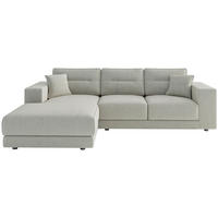 ECKSOFA in Flachgewebe Beige  - Edelstahlfarben/Beige, Design, Kunststoff/Textil (195/272cm) - Livetastic