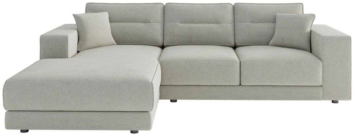 ECKSOFA in Flachgewebe Beige  - Edelstahlfarben/Beige, Design, Kunststoff/Textil (195/272cm) - Livetastic