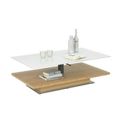 KONFERENČNÍ STOLEK - bílá/barvy dubu, Design, kov/kompozitní dřevo (120/70/40-55cm) - Hülsta