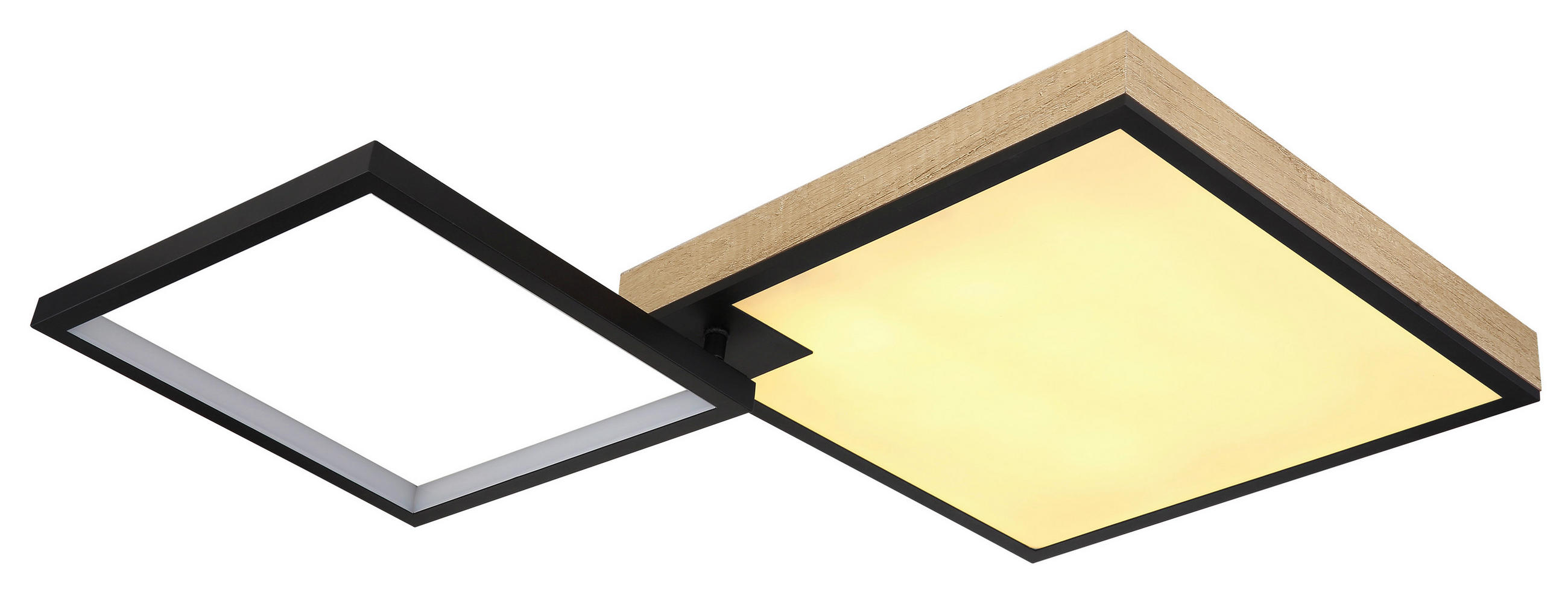 LED-DECKENLEUCHTE 85,5/55/10 cm   - Dunkelbraun/Opal, Design, Holzwerkstoff/Kunststoff (85,5/55/10cm) - Globo