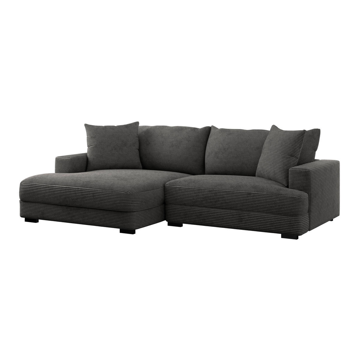 ECKSOFA Grau Cord  - Schwarz/Grau, MODERN, Textil (180/265cm) - P & B