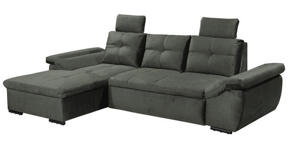 ECKSOFA in Mikrovelours Dunkelgrün - Dunkelgrün/Schwarz, KONVENTIONELL, Kunststoff/Textil (170/275cm) - Carryhome