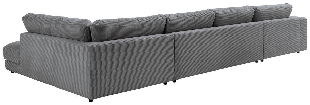 WOHNLANDSCHAFT in Cord Dunkelgrau  - Dunkelgrau/Schwarz, Design, Kunststoff/Textil (190/425/224cm) - Hom`in