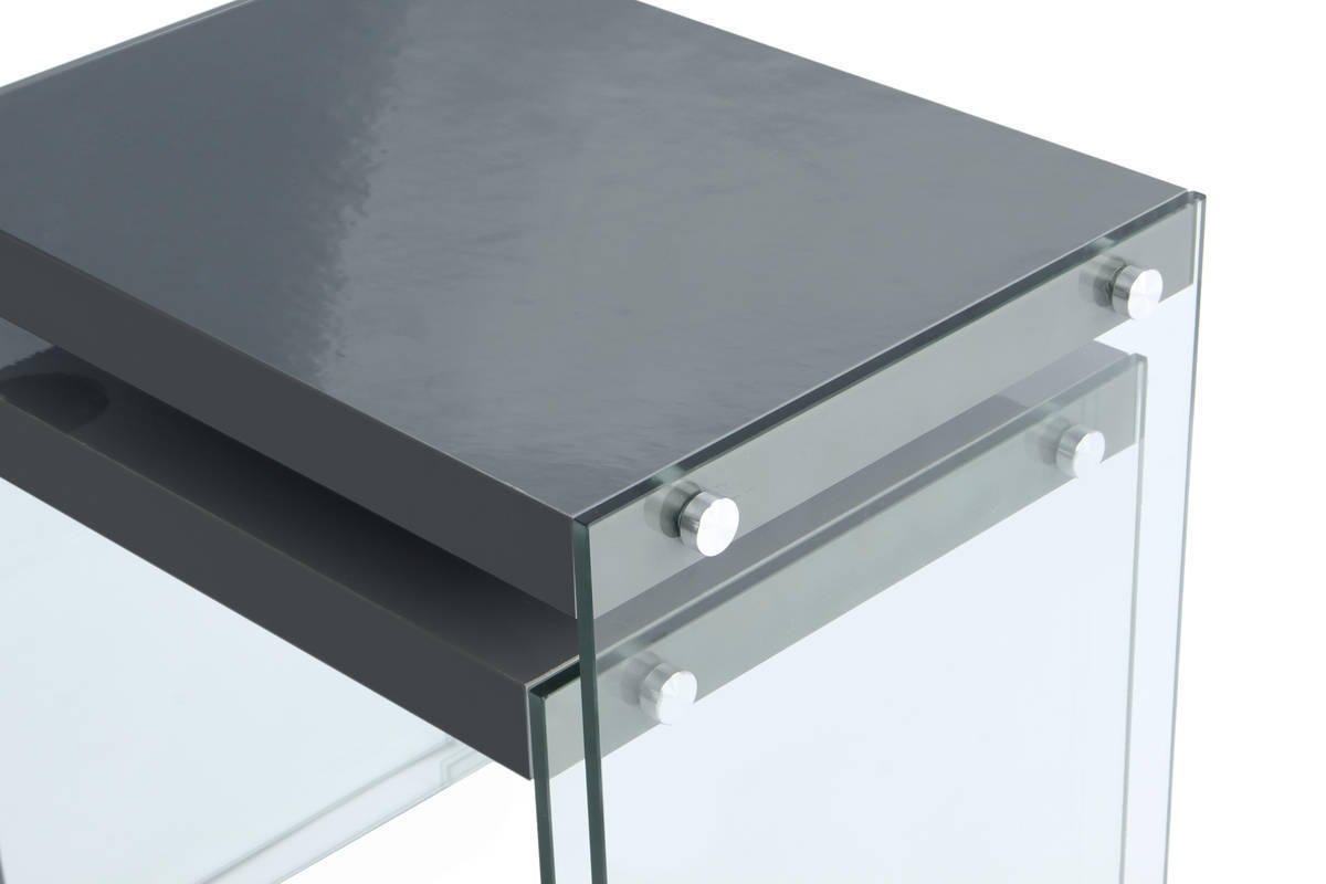 BEISTELLTISCHSET Klar, Schwarz rechteckig  - Klar/Schwarz, Basics, Glas/Holzwerkstoff - Kayoom