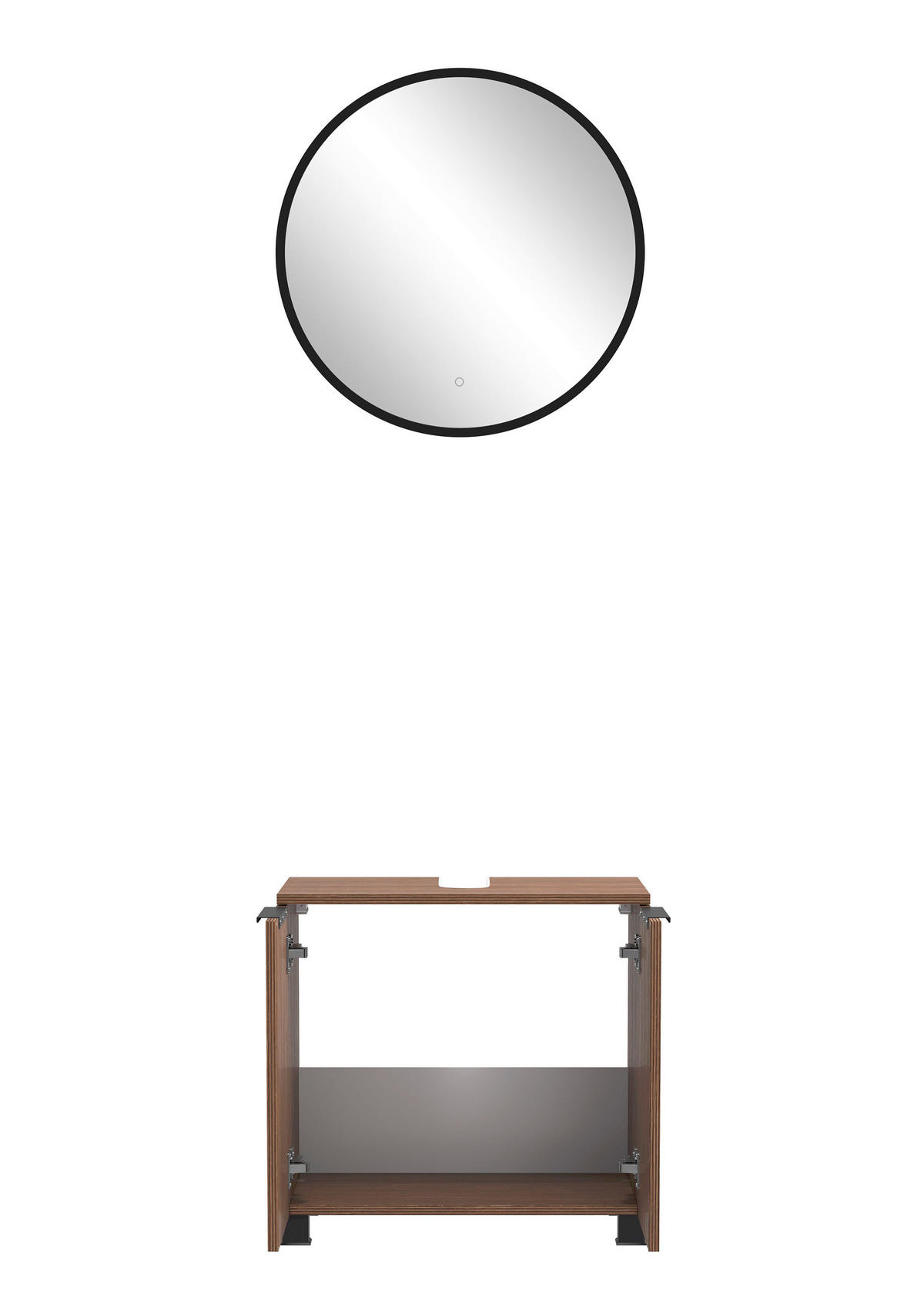 BADEZIMMER 2-teilig  in 60 cm  - Dunkelbraun/Schwarz, Basics, Holzwerkstoff/Kunststoff (60cm) - Held