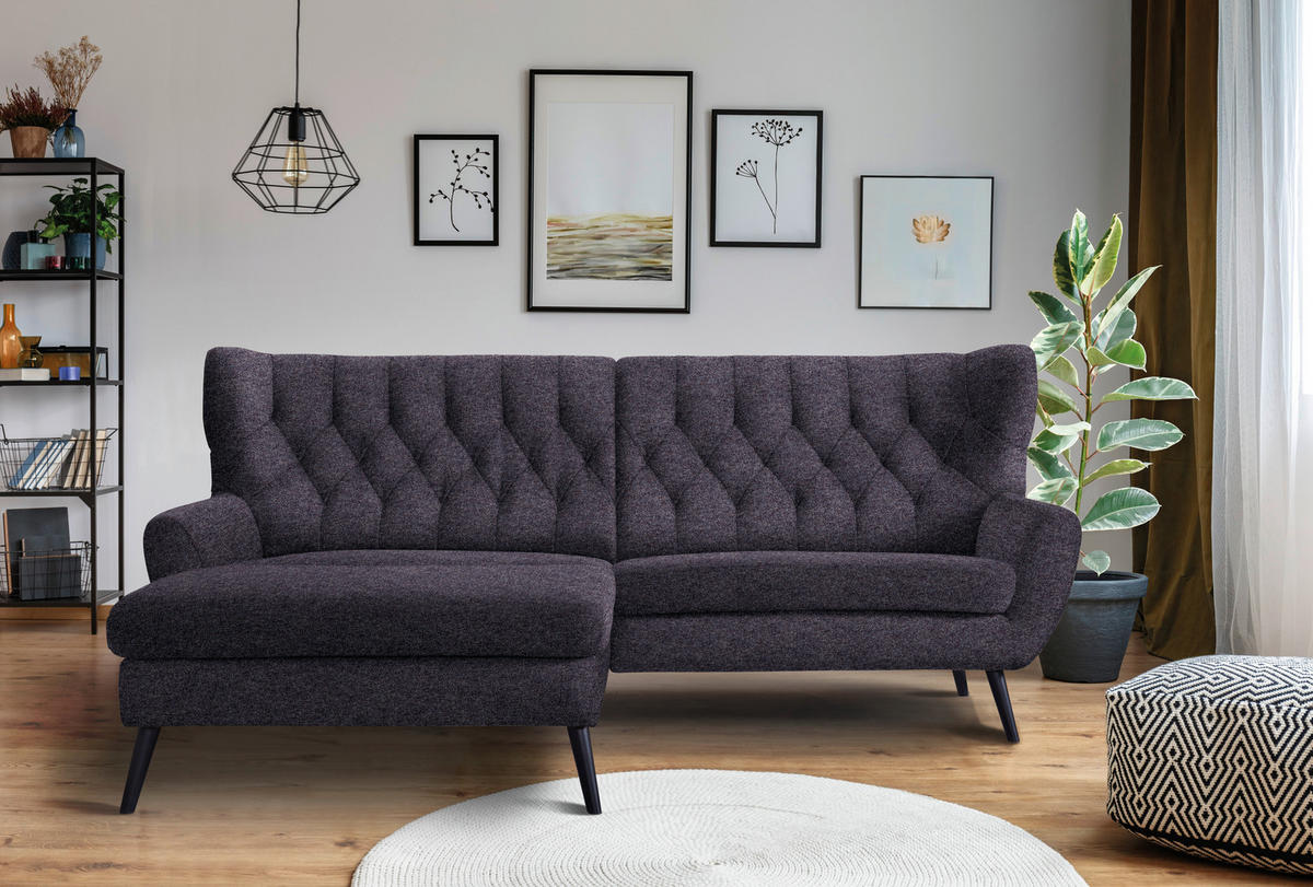 ECKSOFA in Flachgewebe Blau, Violett  - Blau/Violett, Design, Holz/Textil (165/237cm) - Stylife