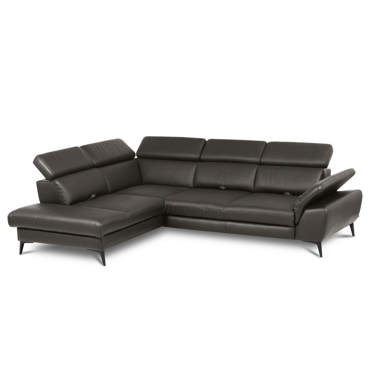 ECKSOFA  in Lederlook Echtleder Dunkelbraun  220/274 cm  - Dunkelbraun/Schwarz, Design, Leder/Textil (220/274cm) - Livetastic