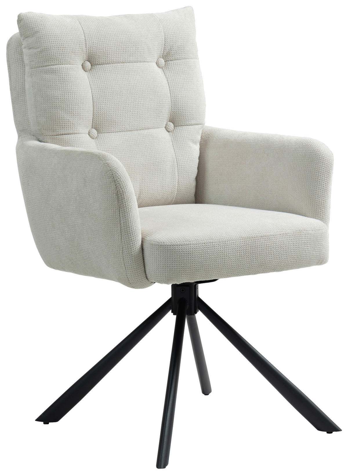 ARMLEHNSTUHL  in Eisen  - Creme/Schwarz, KONVENTIONELL, Textil/Metall (60/95/67cm) - MID.YOU