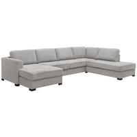 SOFFA i flatväv grå  - svart/grå, Klassisk, metall/trä (370/66/163/241cm) - Hom`in