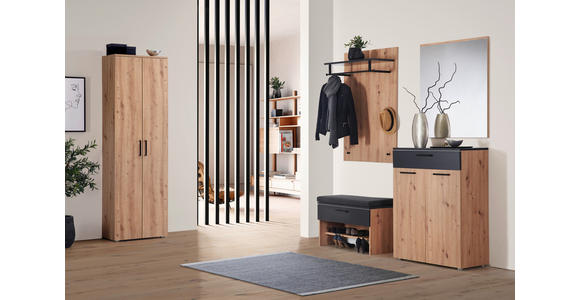 SCHUHSCHRANK 80/104/38 cm - Eichefarben/Anthrazit, KONVENTIONELL, Holzwerkstoff/Kunststoff (80/104/38cm) - Moderano