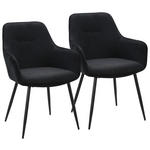 ARMLEHNSTUHL-SET 2 Stück  in Eisen Cord  - Schwarz, Design, Textil/Metall (57/85/60cm) - Novel