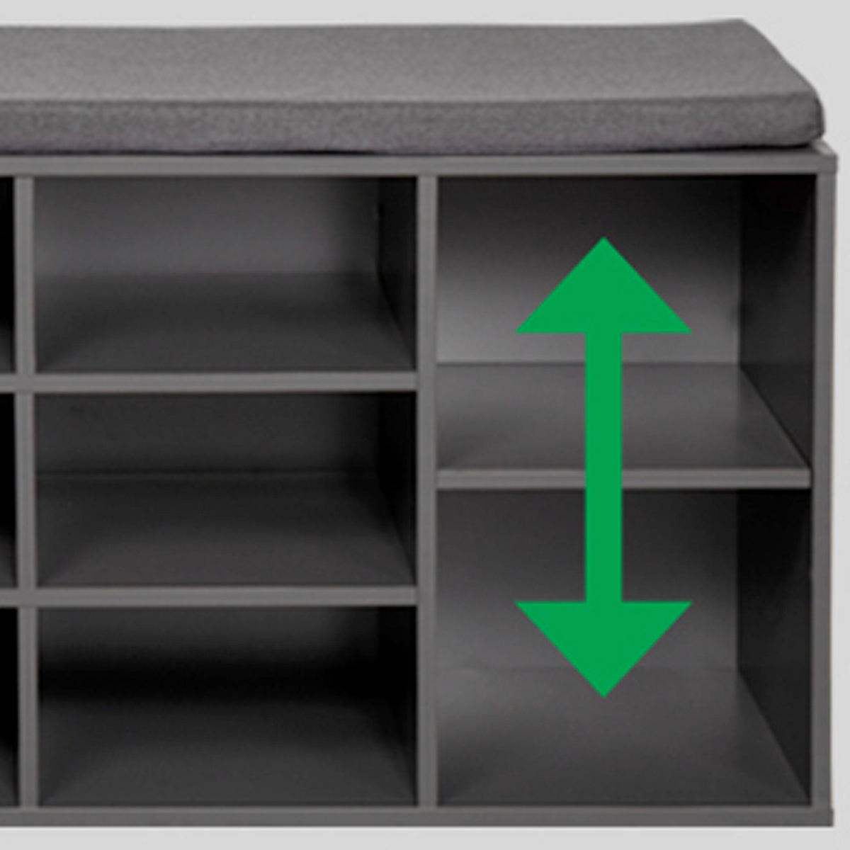 SCHUHSCHRANK Grau  - Grau, Design, Holzwerkstoff/Textil (103.5/48/29.5cm) - Kesper