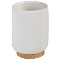 ZAHNPUTZBECHER Holz, Keramik  - Braun/Weiß, Basics, Holz/Keramik (6,7/10cm) - Sadena