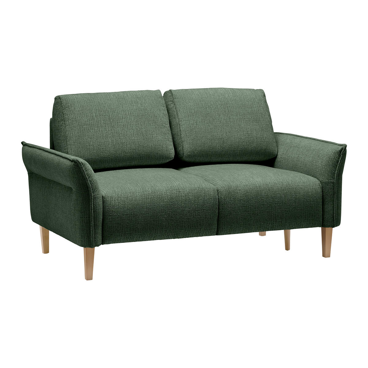 2-SITZER-SOFA in Webstoff Dunkelgrün  - Dunkelgrün/Eichefarben, Modern, Holz/Textil (150/85/92cm) - MID.YOU