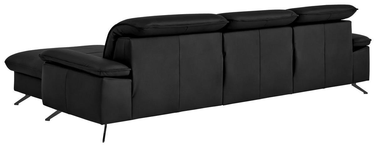 ECKSOFA  Echtleder Schwarz  - Schwarz, Design, Leder/Metall (307/169cm) - Beldomo Premium