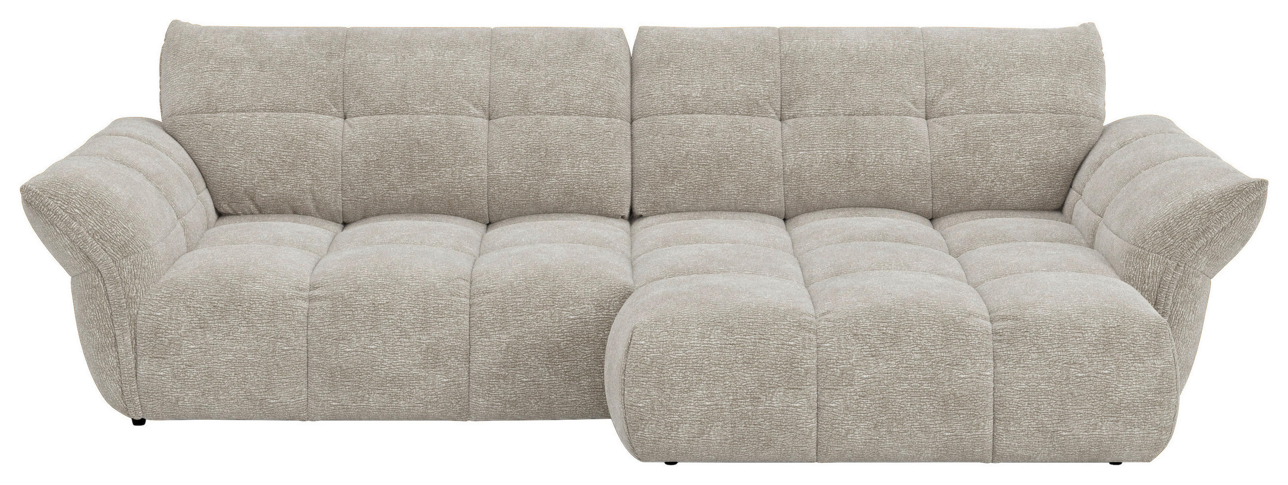 ECKSOFA Hellgrau Chenille Rücken echt  - Hellgrau/Schwarz, Design, Kunststoff/Textil (312/177cm) - Welnova