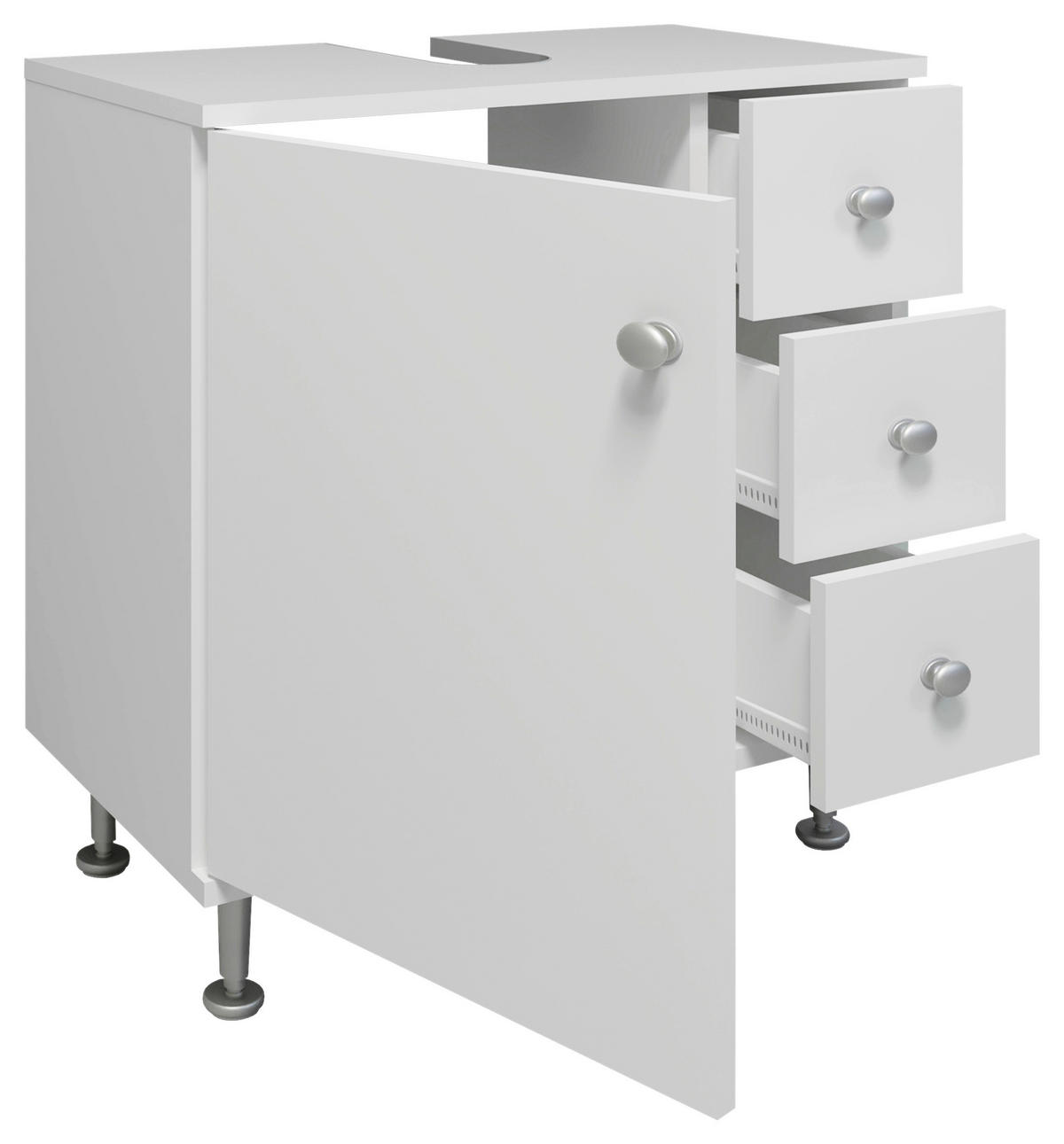 WASCHBECKENUNTERSCHRANK 60/61/33 cm  - Silberfarben/Weiß, MODERN, Holzwerkstoff/Kunststoff (60/61/33cm) - MID.YOU