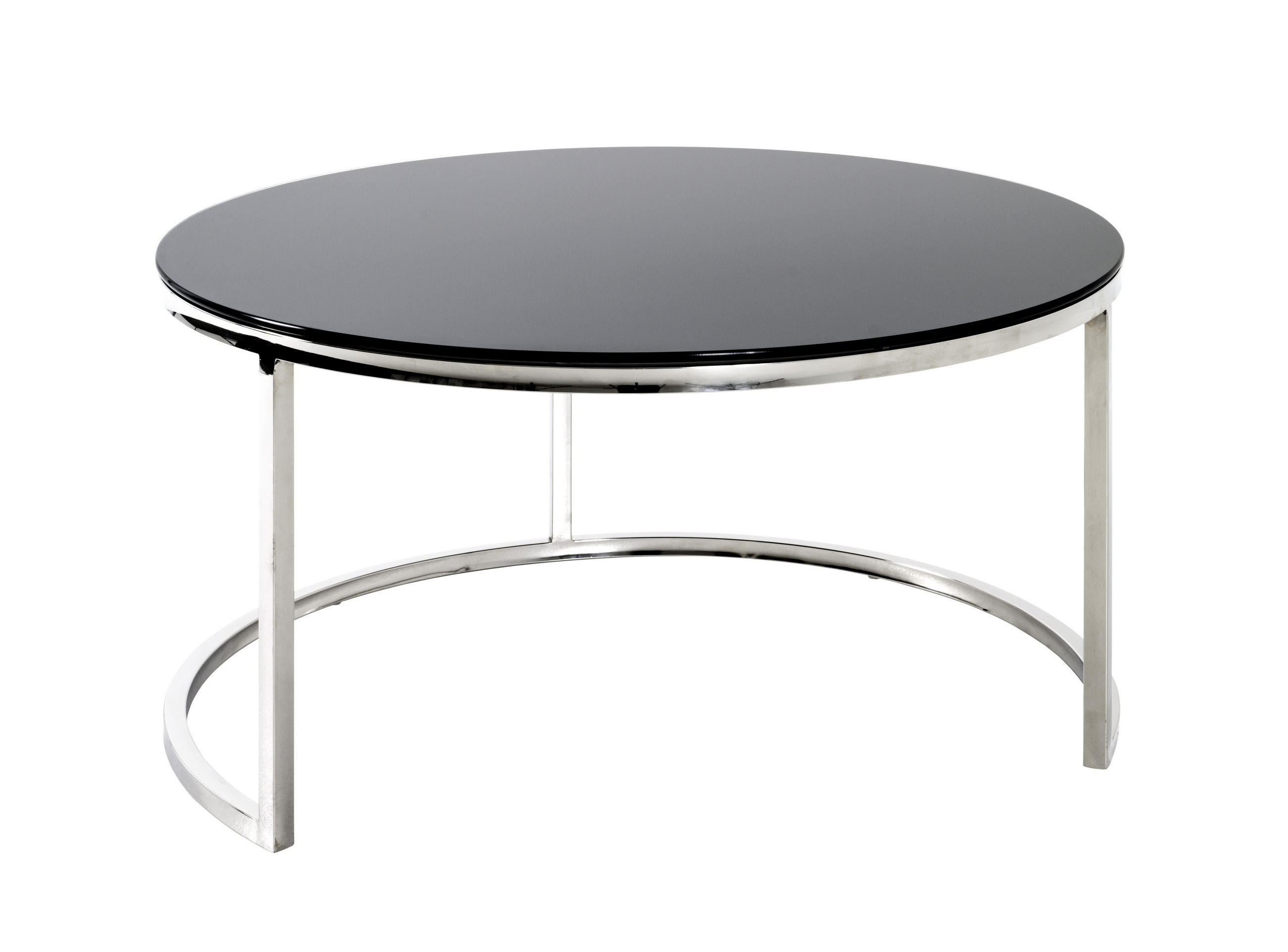COUCHTISCH Sicherheitsglas 80/80/42 cm rund Schwarz, Edelstahlfarben  - Edelstahlfarben/Schwarz, Natur, Glas/Metall (80/80/42cm)